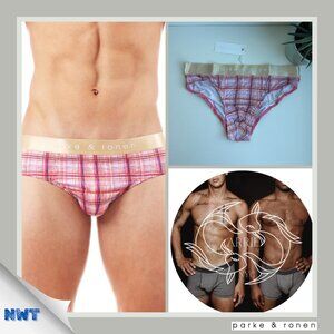 Parke & Ronen - Print Low Rise Brief - Cranberry Cape Cod Plaid (M)